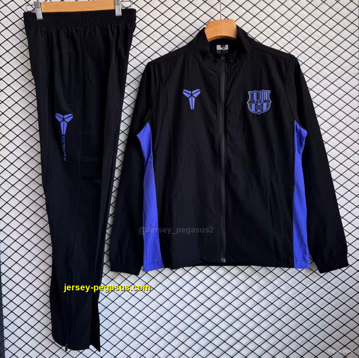 Barcelona Black with Blue Full zipper Jacket Tracksuit+ long pants Barcelona Black with Blue Full zipper Jacket Tracksuit+ long pants