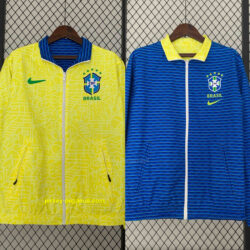 2024 Brazil Reversible Windbreaker Yellow&Blue Double-Sides Jacket Soccer Jersey