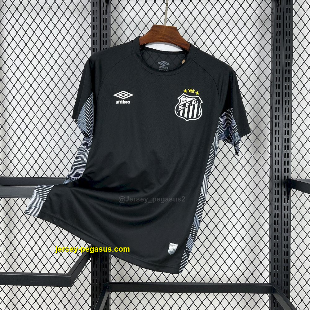 Santos Black Goalkeeper Kit Soccer T-Shirt