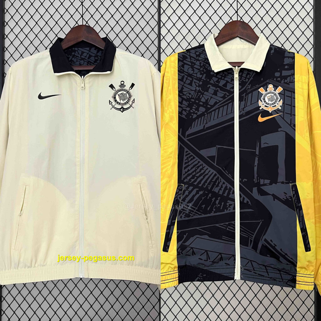 2024 Corinthians Trench Coat Reversible Windbreaker Double-Sides Jacket Soccer A
