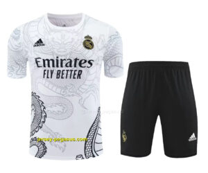 Real Madrid White Dragon Training Kits(Top+Shorts) Football Replicas