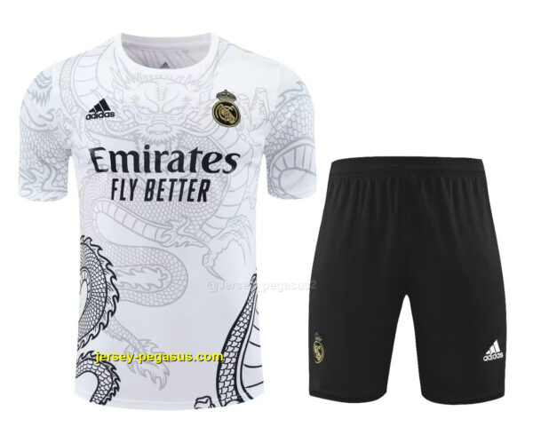 Real Madrid White Dragon Training Kits(Top+Shorts) Football Replicas