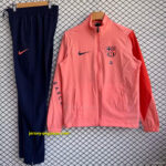 Barcelona Pink with Navy Full zipper Jacket Tracksuit+ long pants