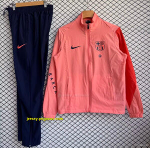 Barcelona Pink with Navy Full zipper Jacket Tracksuit+ long pants