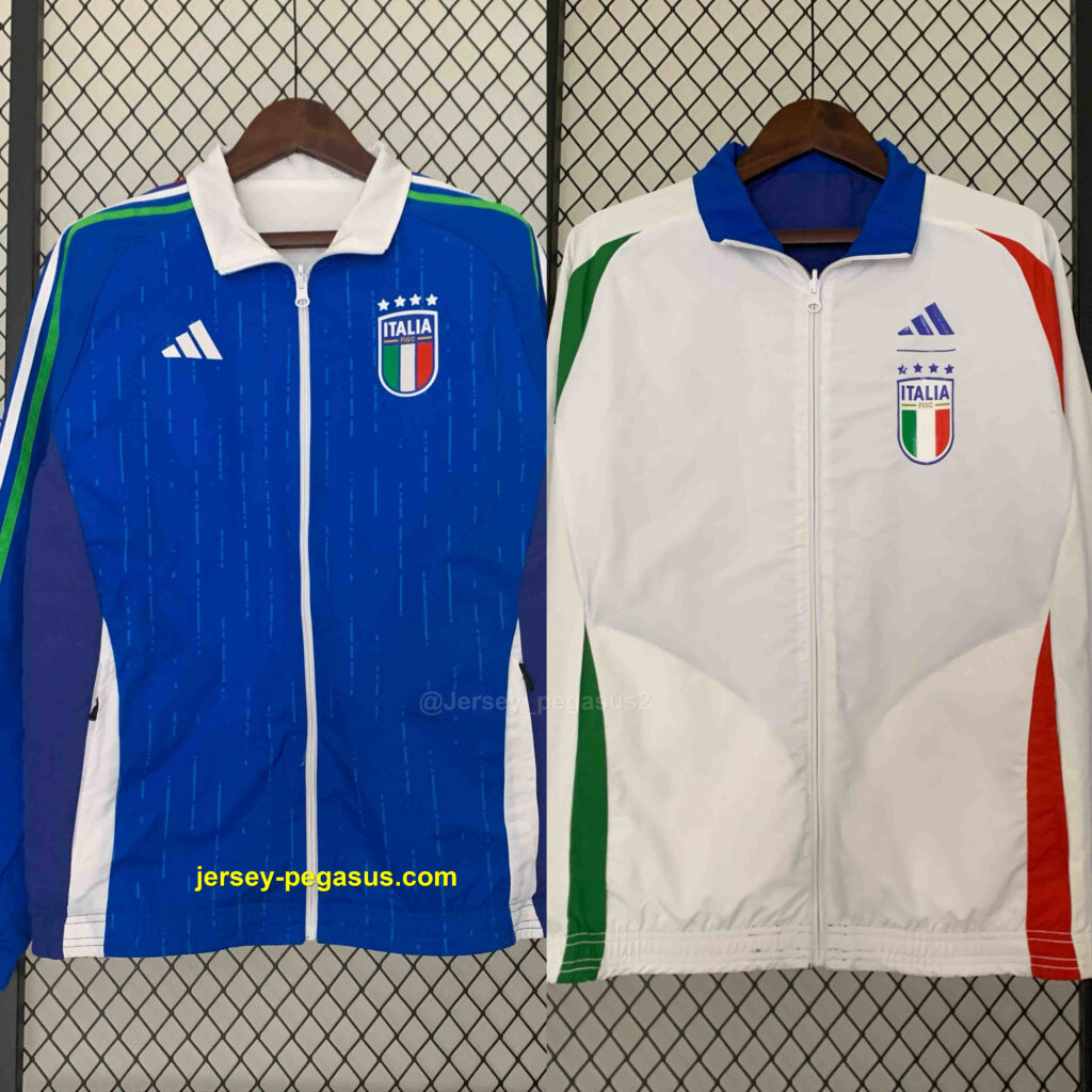 2024 Italy Reversible Windbreaker Home&Away Style Double-Sides Jacket Soccer Jer