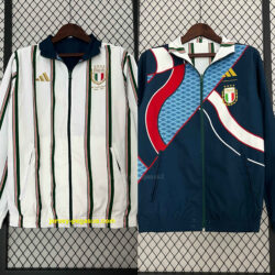 2024 Italy Reversible Windbreaker White&Blue Double-Sides Jacket Soccer Jerseys