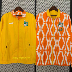 2024 Ivory Coast Reversible Windbreaker Yellow&Orange Double-Sides Jacket Soccer