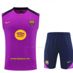Barcelona Purple & Navy Blue Sleeveless Training Vest + Shorts