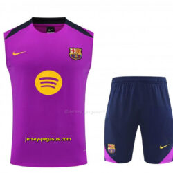 Barcelona Purple & Navy Blue Sleeveless Training Vest + Shorts