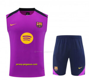 Barcelona Purple & Navy Blue Sleeveless Training Vest + Shorts