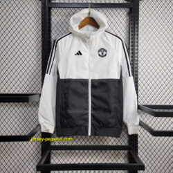 2024 Manchester United White and Black Windbreaker Jacket Football Replicas Yupo