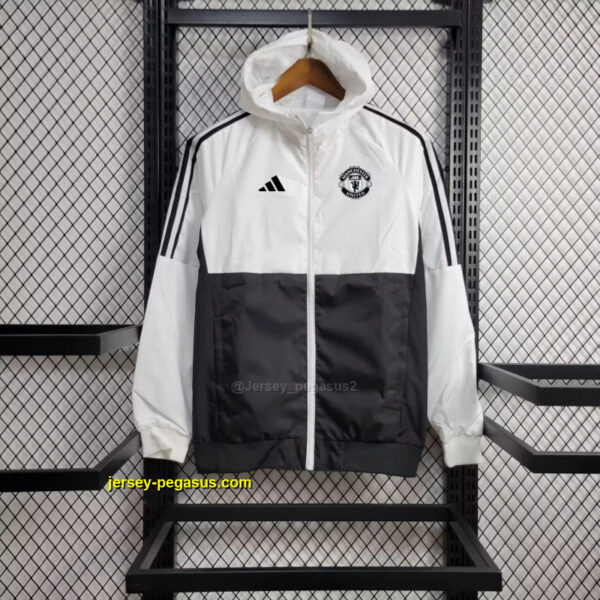 2024 Manchester United White and Black Windbreaker Jacket Football Replicas Yupo 2024 Manchester United White and Black Windbreaker Jacket Football Replicas Yupo