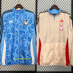 2024 Tigres UANL Beige&Blue Trench Coat Reversible Windbreaker Double-Sides Jack