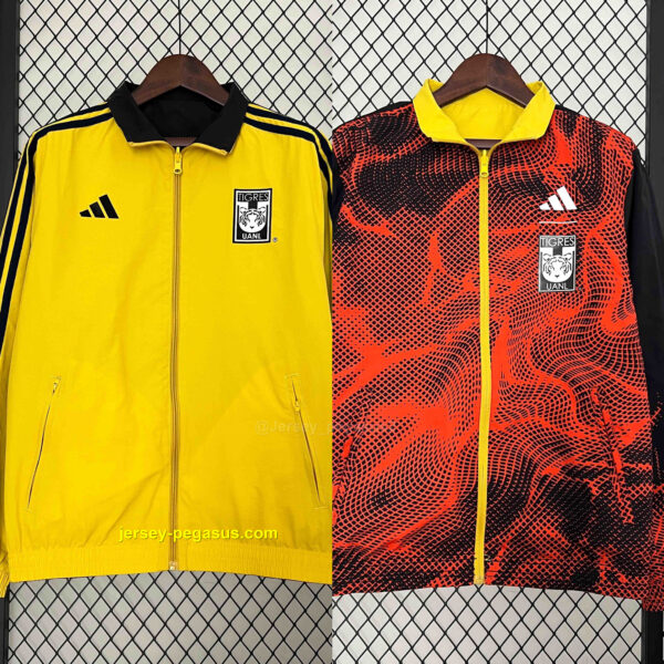 2024 Tigres UANL Orange&Yellow Trench Coat Reversible Windbreaker Double-Sides J 2024 Tigres UANL Orange&Yellow Trench Coat Reversible Windbreaker Double-Sides J