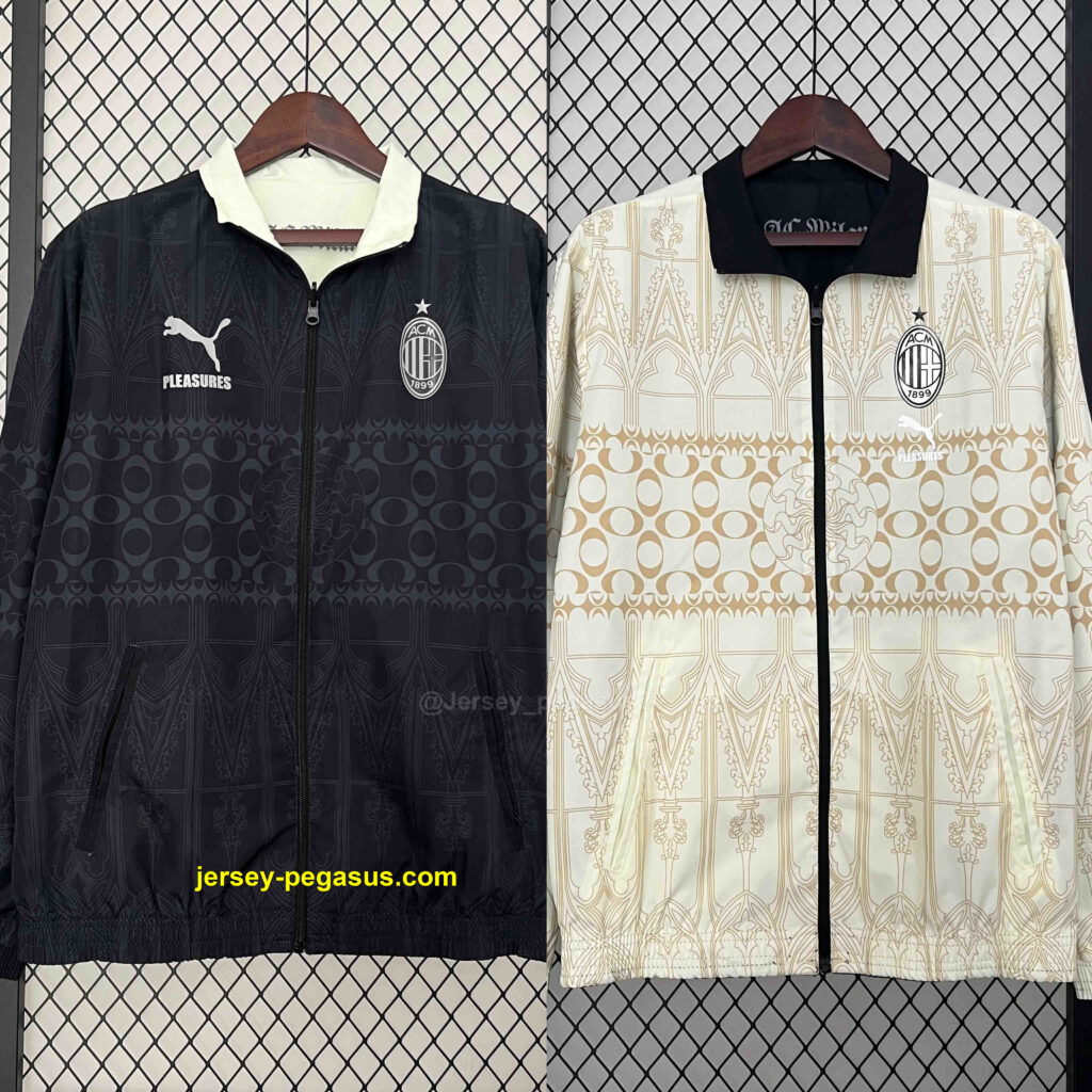 AC Milan Trench Coat Reversible Windbreaker Double-Sides Jacket