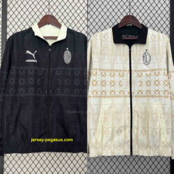 AC Milan Trench Coat Reversible Windbreaker Double-Sides Jacket