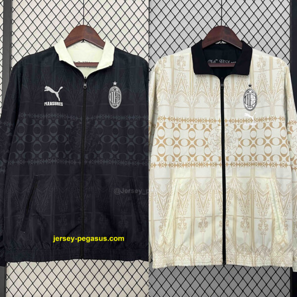 AC Milan Trench Coat Reversible Windbreaker Double-Sides Jacket AC Milan Trench Coat Reversible Windbreaker Double-Sides Jacket