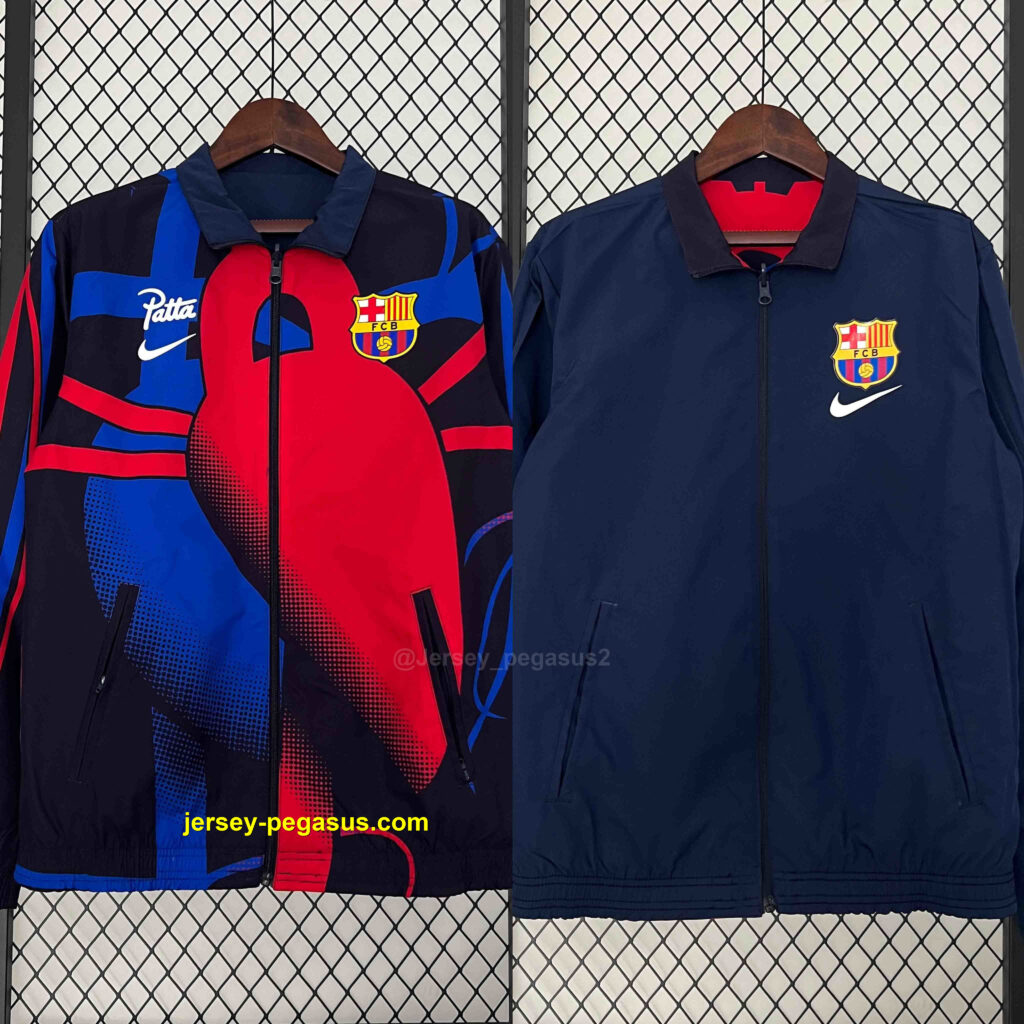 Barcelona Reversible Windbreaker Red&Navy Special Edition Style Double-Sides Jac