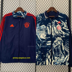 Bayern Reversible Windbreaker Gray&Navy Double-Sides Jacket Soccer Jerseys For S