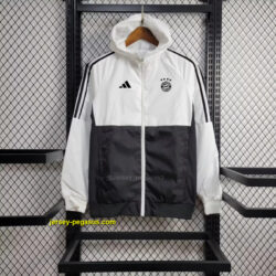 Bayern White and Black Windbreaker Jacket Football Replicas