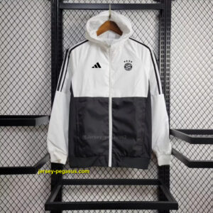 Bayern White and Black Windbreaker Jacket Football Replicas