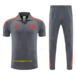 Bayern Munich Grey Polo Training Shirt + Long Pants Tracksuit