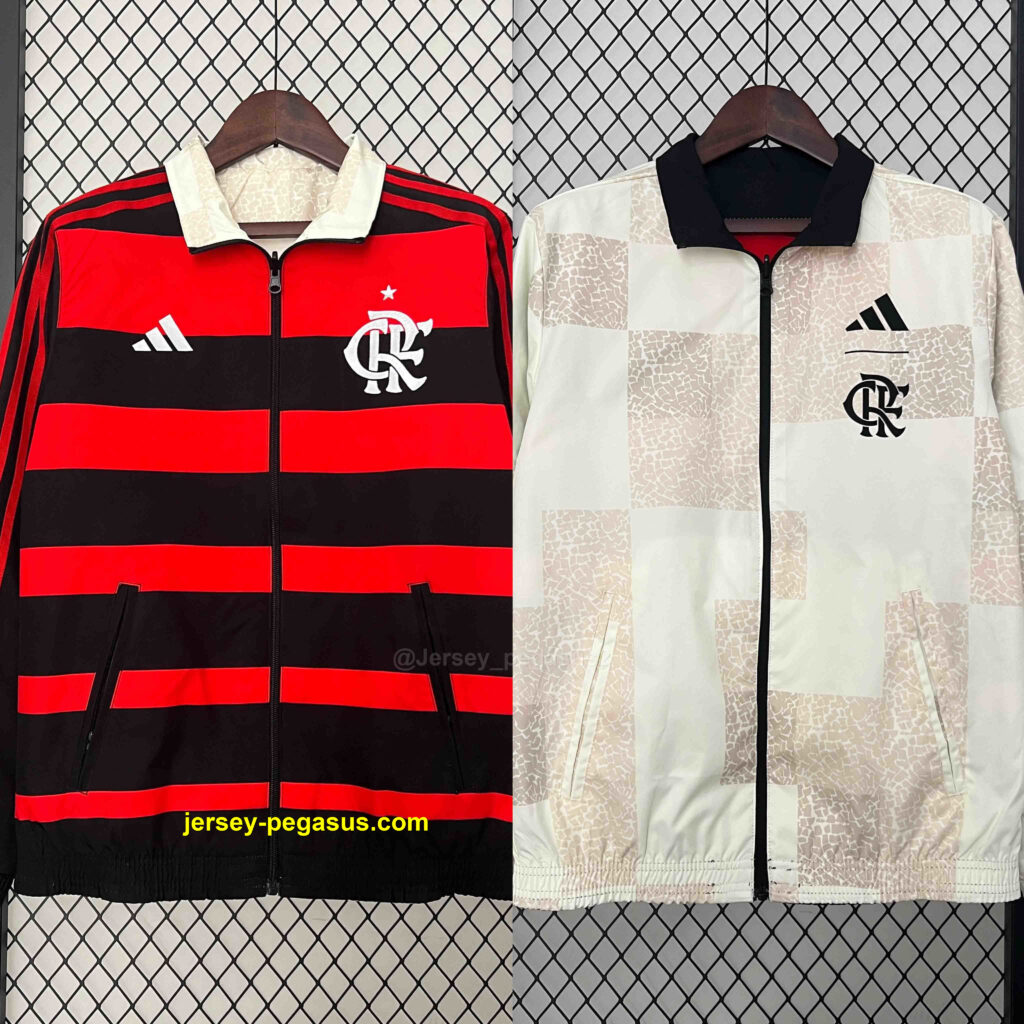 Flamengo Trench Coat Reversible Windbreaker Double-Sides Jacket Soccer