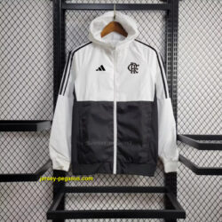 Flamengo White and Black Windbreaker Jacket Football Replicas