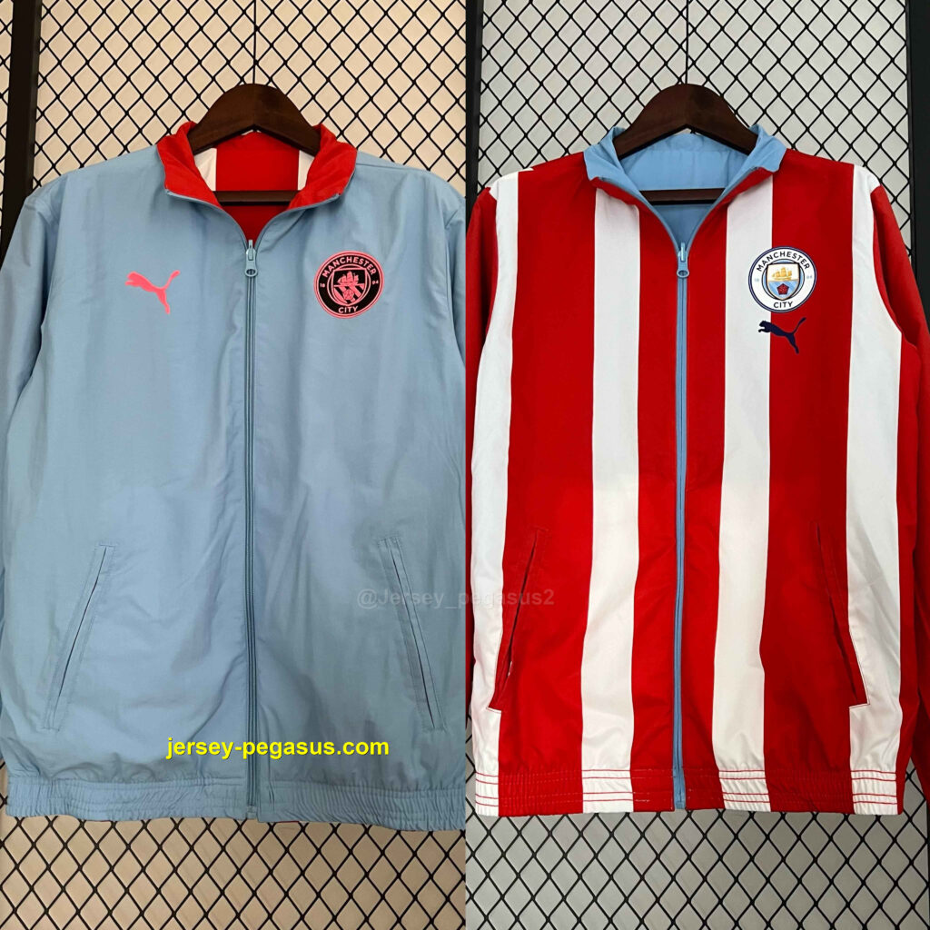 Manchester City Reversible Windbreaker Red&Blue Double-Sides Jacket Soccer Jerse