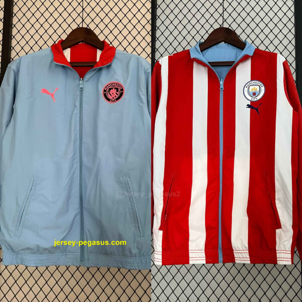 Manchester City Reversible Windbreaker Red&Blue Double-Sides Jacket Soccer Jerse Manchester City Reversible Windbreaker Red&Blue Double-Sides Jacket Soccer Jerse