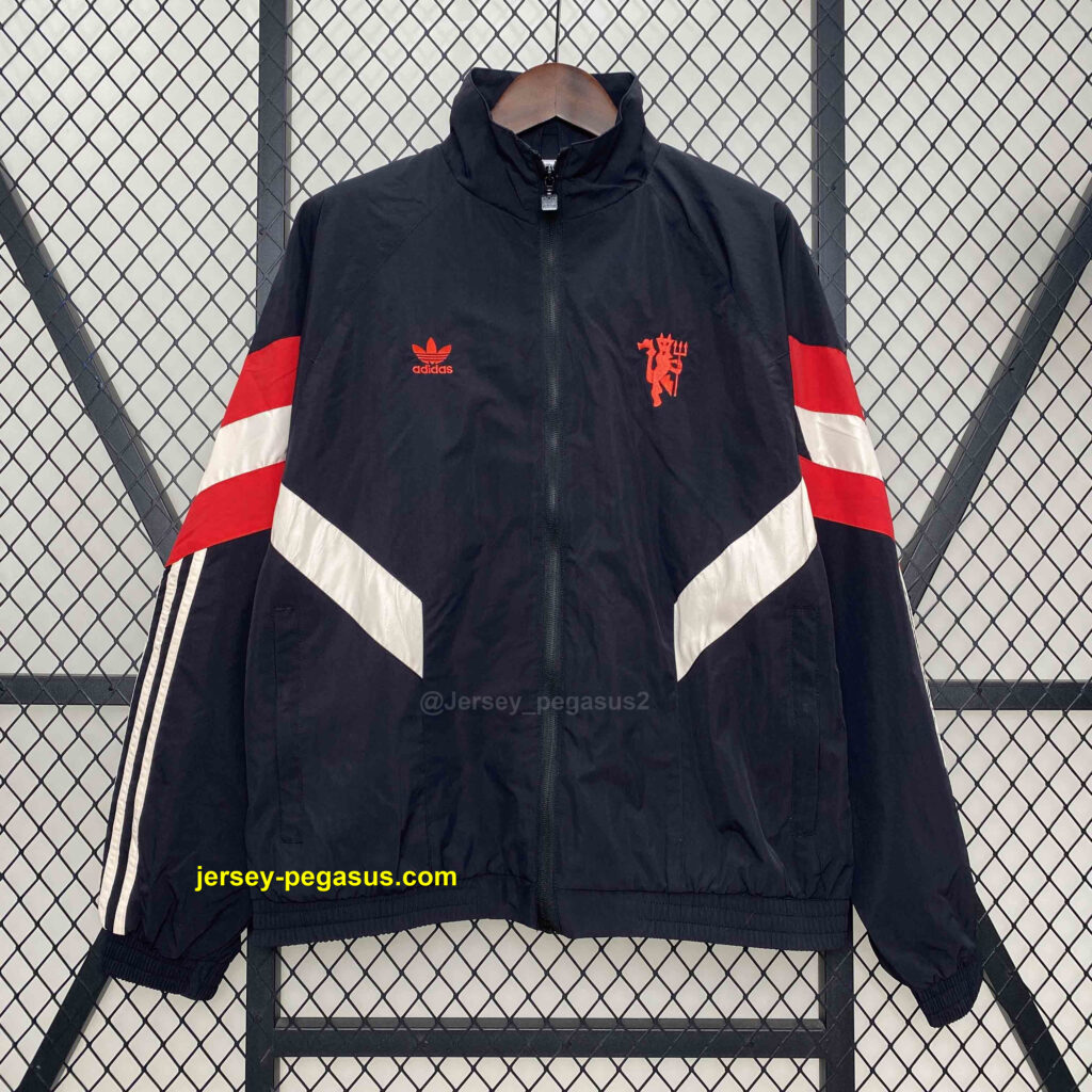 Manchester United Black Windbreaker Jacket