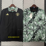 Manchester United Green and Black Reversible Windbreaker Double-Sides Jacket