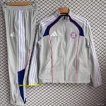 Bayern Munich Grey with Red Full zipper Jacket Tracksuit+ long pants