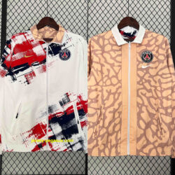 PSG Reversible Windbreaker White&Brown Double-Sides Jacket Soccer Jerseys For Sa