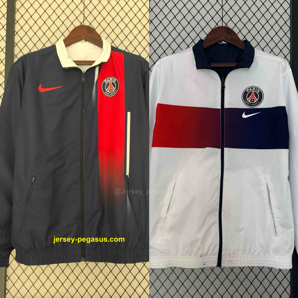PSG Reversible Windbreaker White&Navy Double-Sides Jacket Soccer Jerseys For Sal