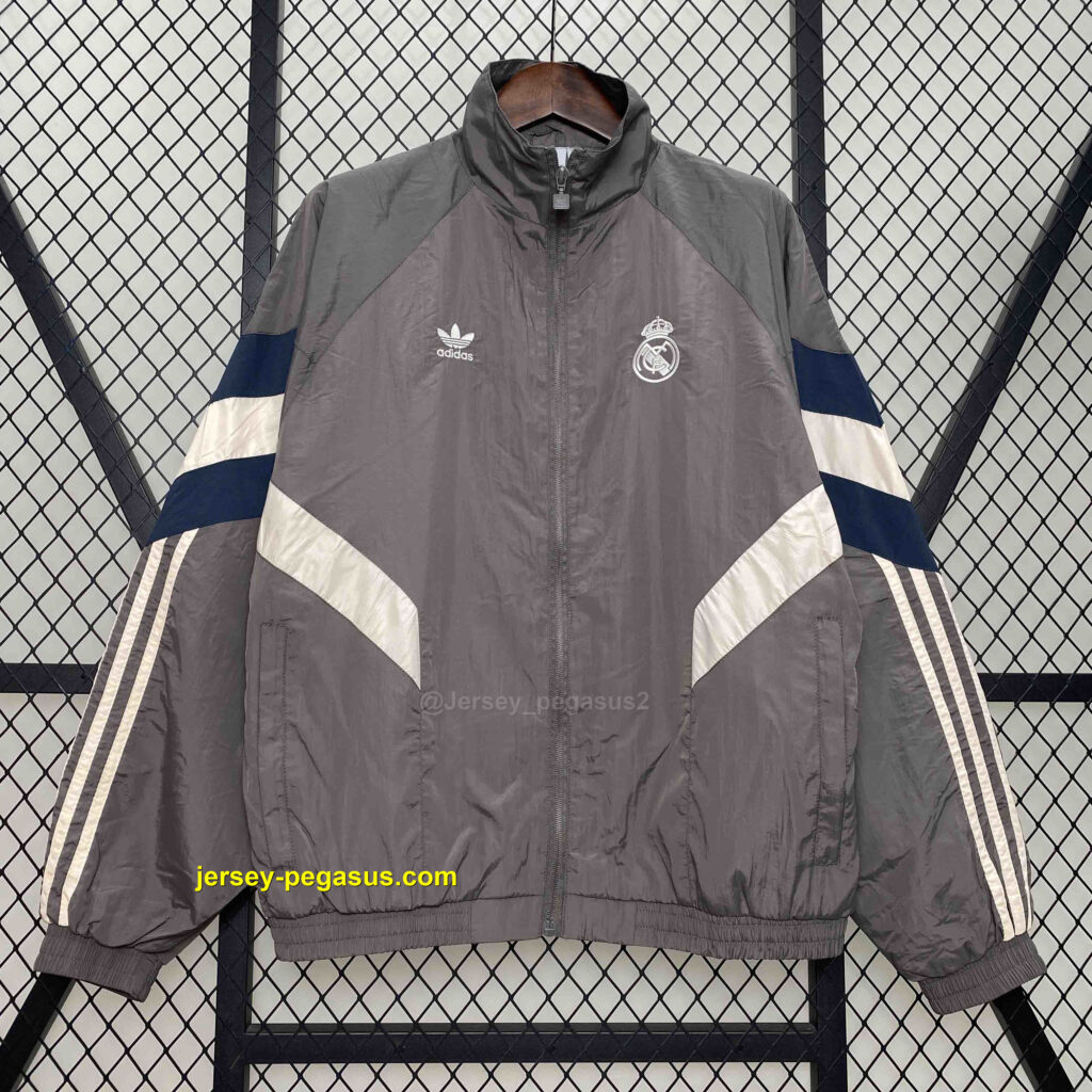 Real Madrid Grey Windbreaker Jacket