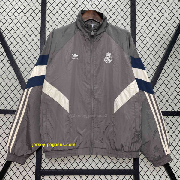 Real Madrid Grey Windbreaker Jacket Real Madrid Grey Windbreaker Jacket