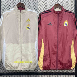 Real Madrid Khaki&Red Trench Coat Reversible Windbreaker Double-Sides Jacket AAA