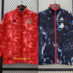 Real Madrid Red&Navy Trench Coat Reversible Windbreaker Double-Sides Jacket AAAA