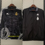 Real Madrid Trench Coat Reversible Dragon Windbreaker Black