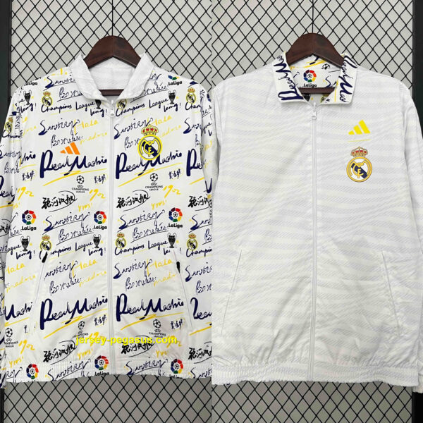 Real Madrid Trench Coat Reversible Windbreaker Double-Sides Jacket