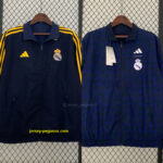 Real Madrid Trench Coat Reversible Windbreaker Navy