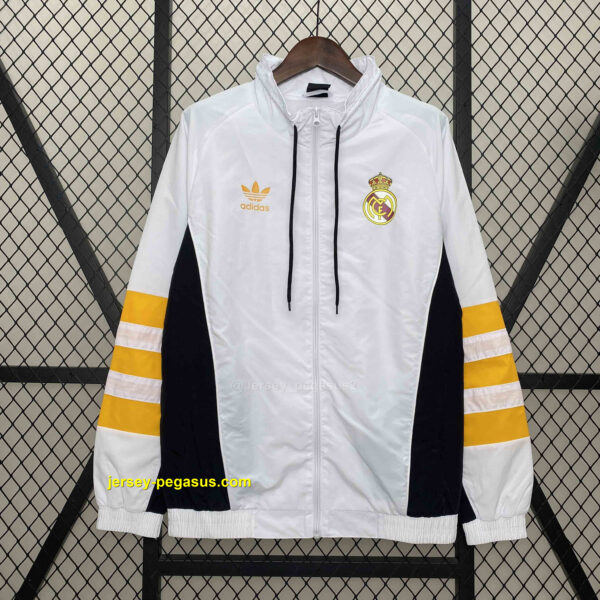 Real Madrid White Windbreaker Jacket Real Madrid White Windbreaker Jacket