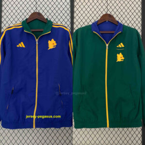 Roma Reversible Windbreaker Green&Blue Double-Sides Jacket Soccer Jerseys For Sa