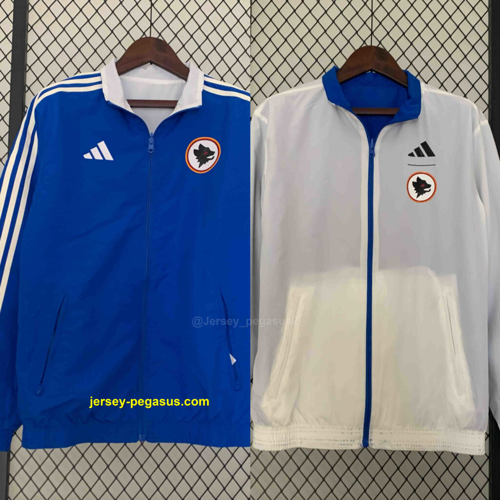 Roma Reversible Windbreaker White&Blue Double-Sides Jacket Soccer Jerseys For Sa