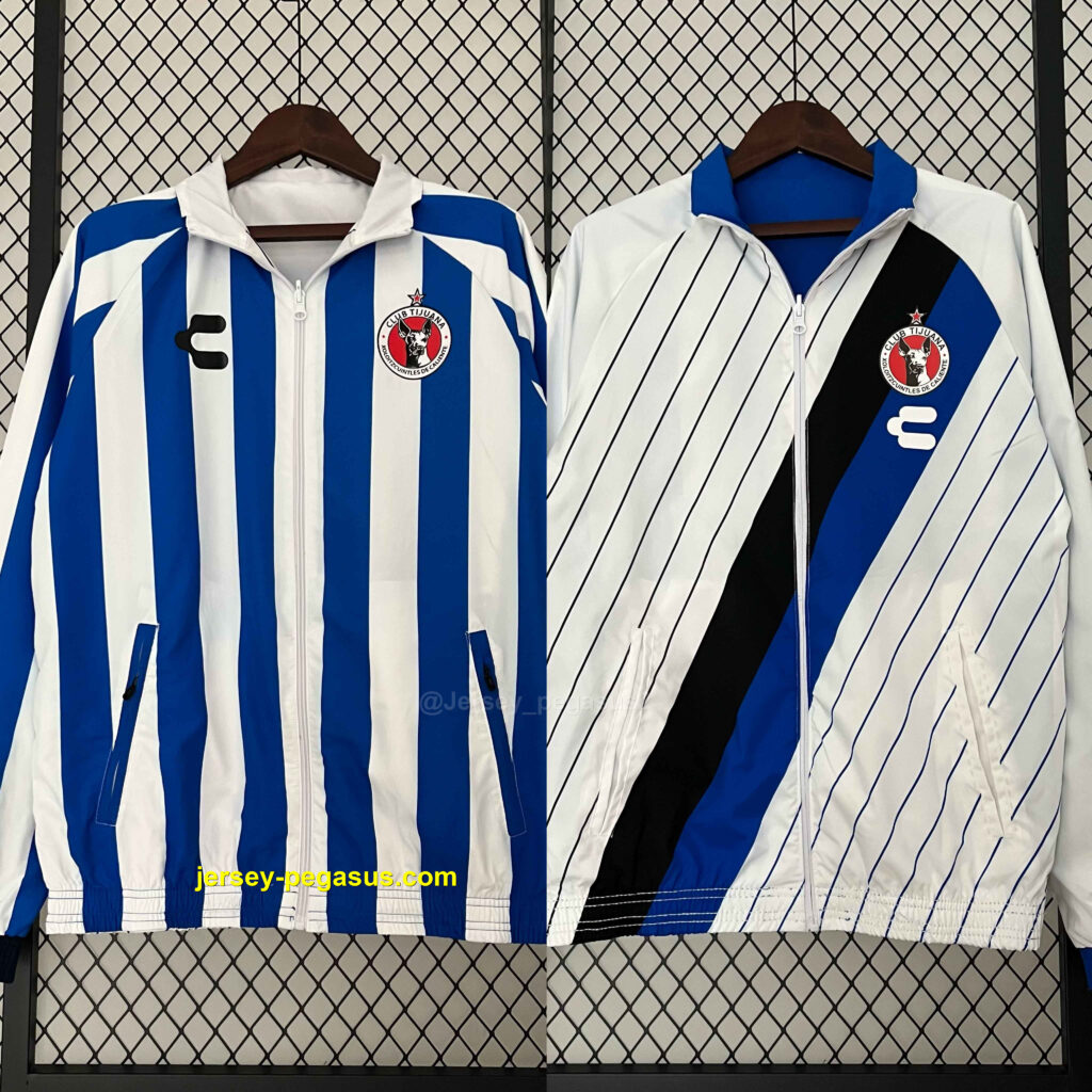 Tijuana Reversible Windbreaker White&Blue Double-Sides Xolos Jacket Soccer Jerse
