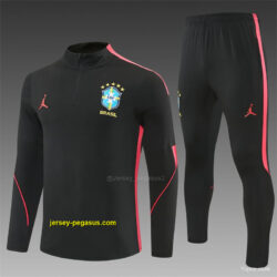 Brazil Black & Red Half Zipper Jacket Tracksuit + Long Pants