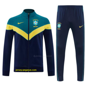 Brazil Teal&Navy Blue Full Zipper Jacket Tracksuit + Long Pants