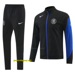 Chelsea Black Full Zipper Hooded Jacket Tracksuit + Long Pants