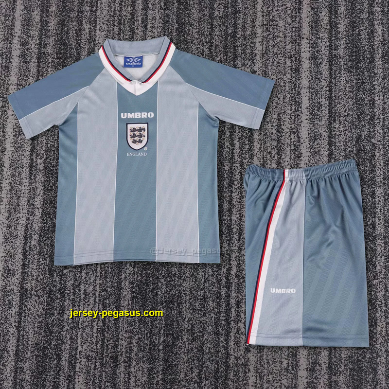 1996 England Away Retro Kid Kits Youth Apparels Soccer